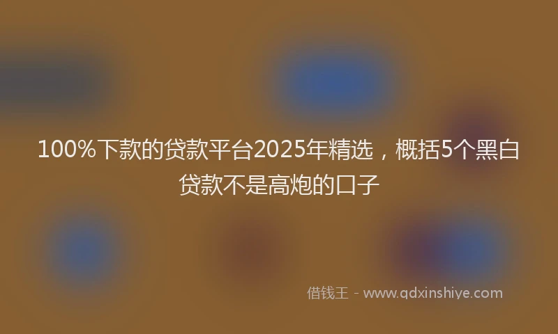 100%下款的贷款平台2025年精选，概括5个黑白贷款不是高炮的口子