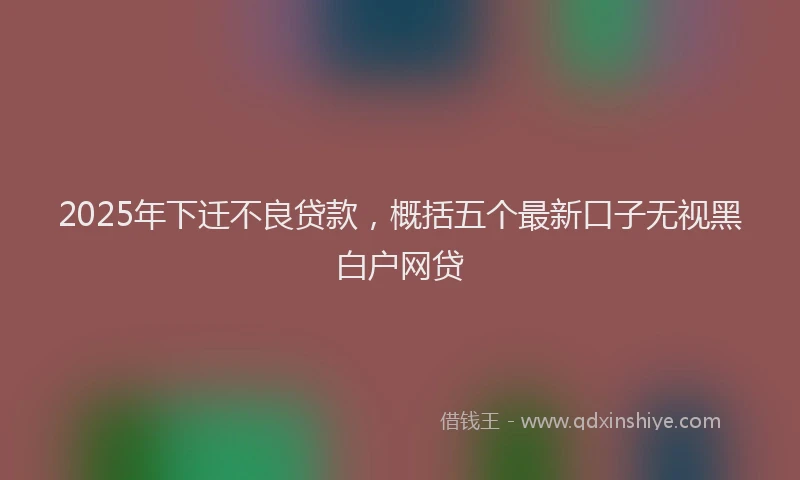 2025年下迁不良贷款，概括五个最新口子无视黑白户网贷
