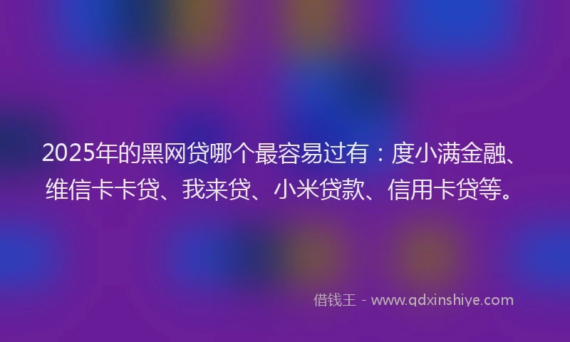 2025年的黑网贷哪个最容易过有：度小满金融、维信卡卡贷、我来贷、小米贷款、信用卡贷等。