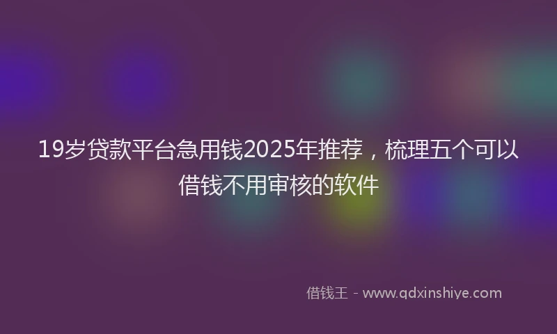 19岁贷款平台急用钱2025年推荐，梳理五个可以借钱不用审核的软件