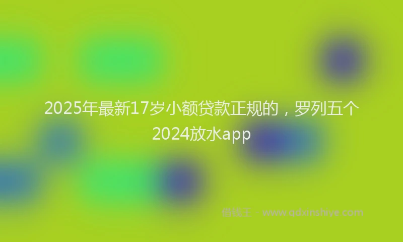 2025年最新17岁小额贷款正规的，罗列五个2024放水app