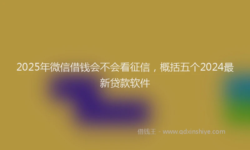 2025年微信借钱会不会看征信，概括五个2024最新贷款软件