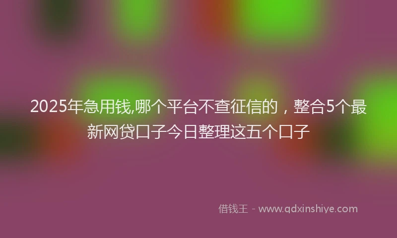 2025年急用钱,哪个平台不查征信的，整合5个最新网贷口子今日整理这五个口子