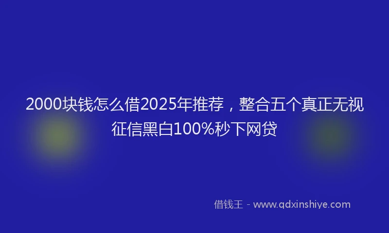 2000块钱怎么借2025年推荐，整合五个真正无视征信黑白100%秒下网贷