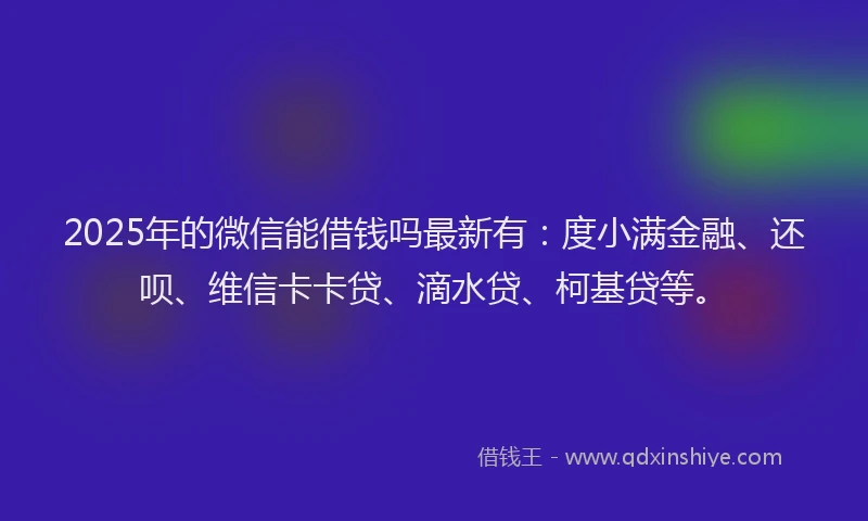 2025年的微信能借钱吗最新有：度小满金融、还呗、维信卡卡贷、滴水贷、柯基贷等。