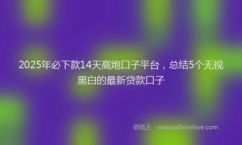 2025年必下款14天高炮口子平台，总结5个无视黑白的最新贷款口子