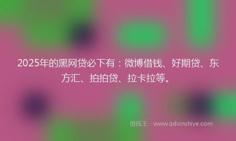 2025年的黑网贷必下有：微博借钱、好期贷、东方汇、拍拍贷、拉卡拉等。
