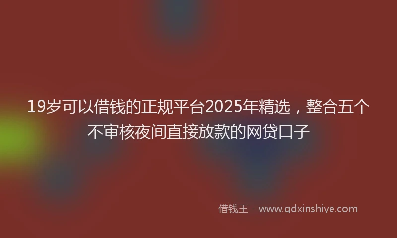 19岁可以借钱的正规平台2025年精选，整合五个不审核夜间直接放款的网贷口子