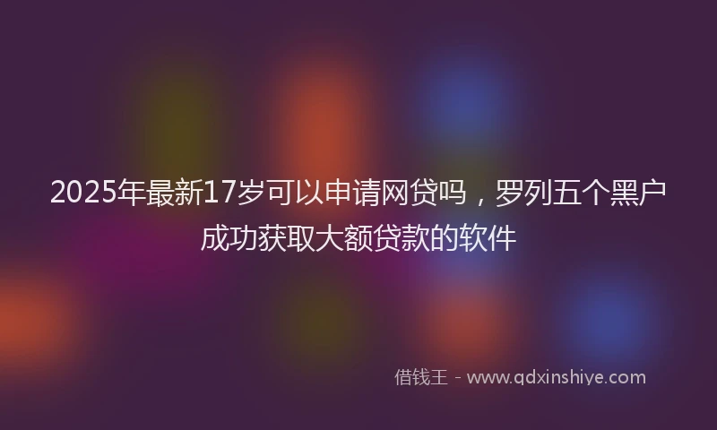 2025年最新17岁可以申请网贷吗，罗列五个黑户成功获取大额贷款的软件