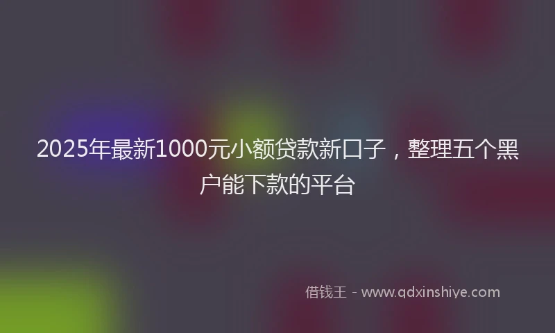 2025年最新1000元小额贷款新口子，整理五个黑户能下款的平台