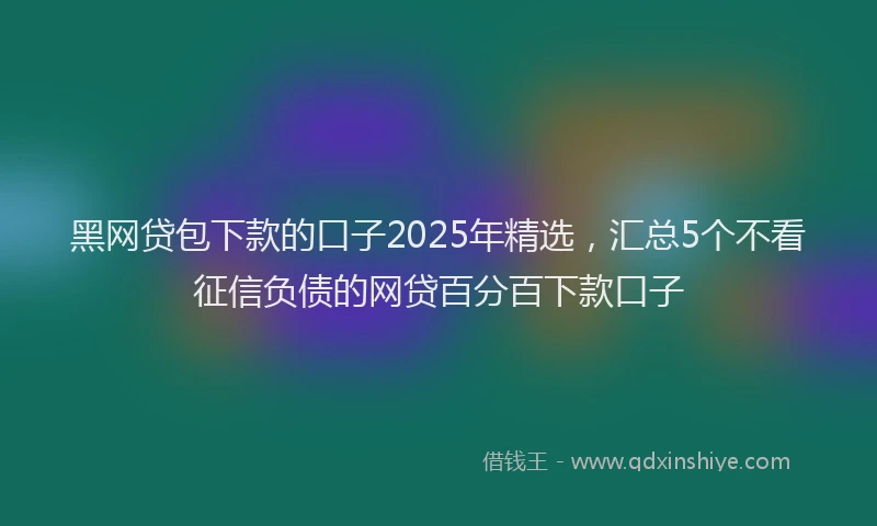 黑网贷包下款的口子2025年精选，汇总5个不看征信负债的网贷百分百下款口子