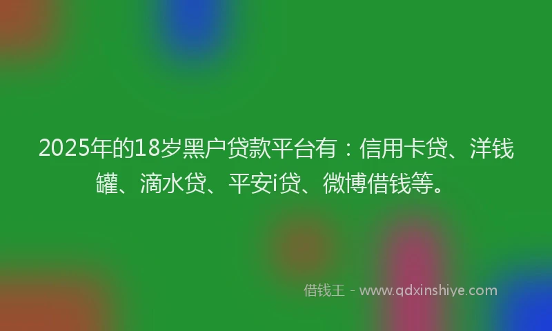 2025年的18岁黑户贷款平台有：信用卡贷、洋钱罐、滴水贷、平安i贷、微博借钱等。