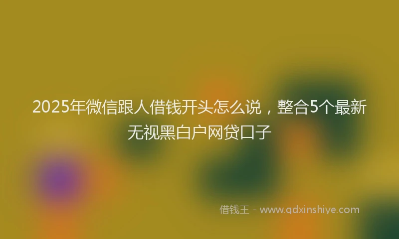 2025年微信跟人借钱开头怎么说，整合5个最新无视黑白户网贷口子
