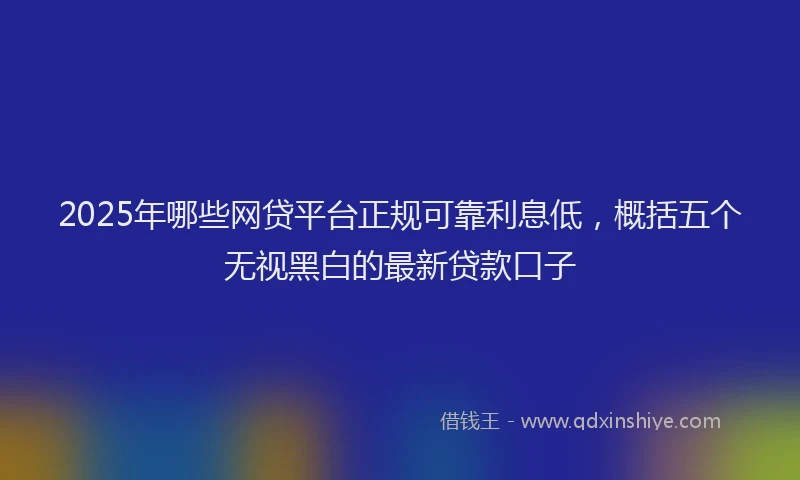2025年哪些网贷平台正规可靠利息低，概括五个无视黑白的最新贷款口子