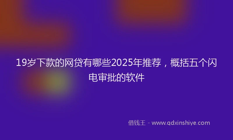 19岁下款的网贷有哪些2025年推荐，概括五个闪电审批的软件