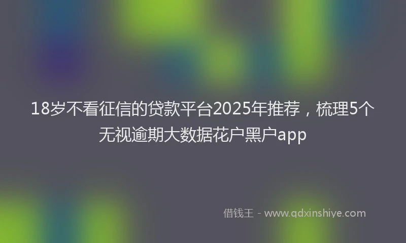 18岁不看征信的贷款平台2025年推荐，梳理5个无视逾期大数据花户黑户app
