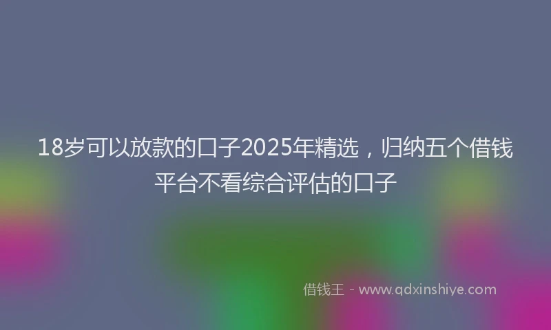 18岁可以放款的口子2025年精选，归纳五个借钱平台不看综合评估的口子