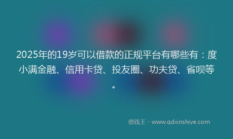2025年的19岁可以借款的正规平台有哪些有：度小满金融、信用卡贷、投友圈、功夫贷、省呗等。