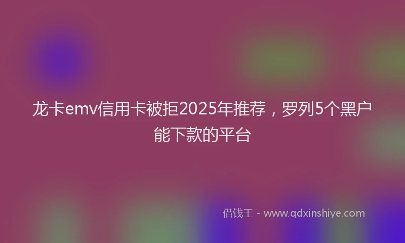 龙卡emv信用卡被拒2025年推荐，罗列5个黑户能下款的平台