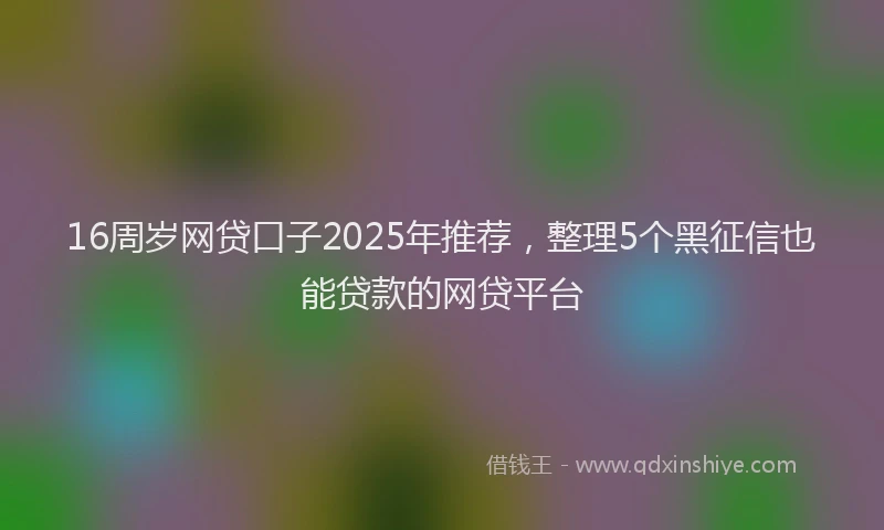16周岁网贷口子2025年推荐，整理5个黑征信也能贷款的网贷平台