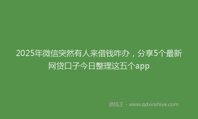 2025年微信突然有人来借钱咋办，分享5个最新网贷口子今日整理这五个app