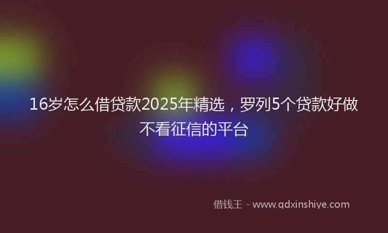 16岁怎么借贷款2025年精选，罗列5个贷款好做不看征信的平台