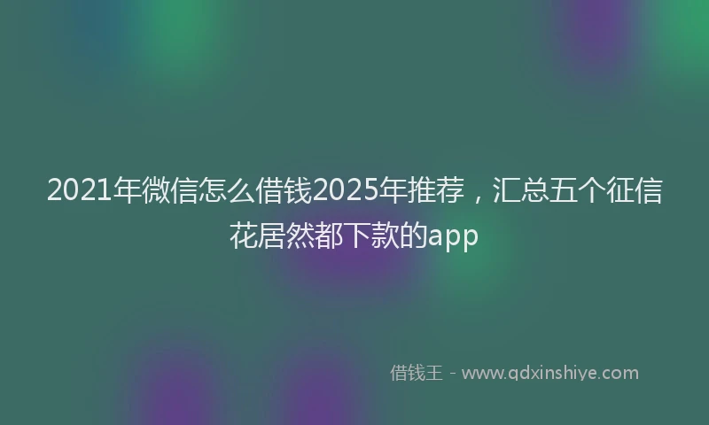 2021年微信怎么借钱2025年推荐，汇总五个征信花居然都下款的app