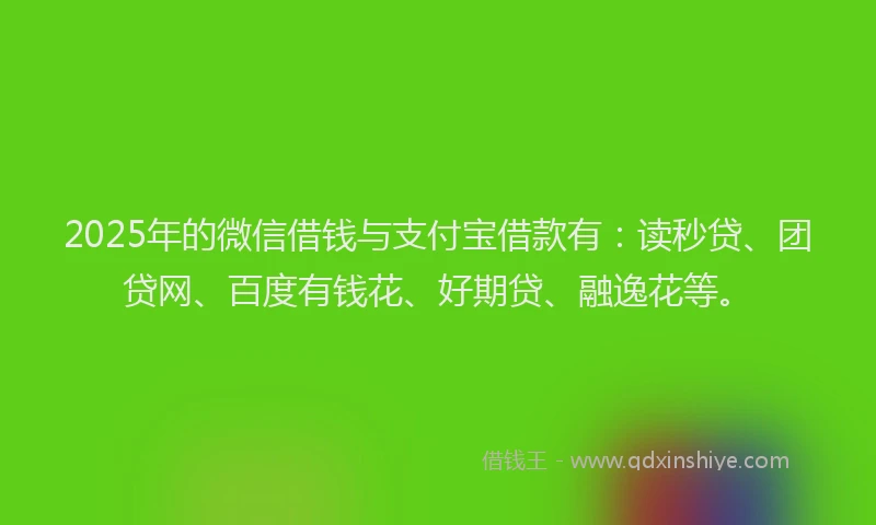 2025年的微信借钱与支付宝借款有：读秒贷、团贷网、百度有钱花、好期贷、融逸花等。