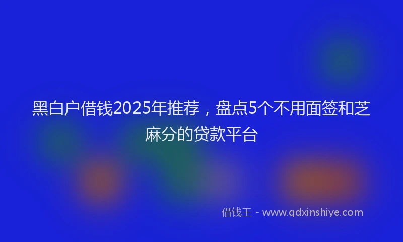 黑白户借钱2025年推荐，盘点5个不用面签和芝麻分的贷款平台