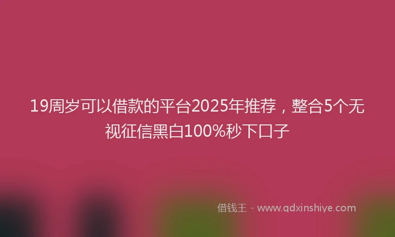 19周岁可以借款的平台2025年推荐，整合5个无视征信黑白100%秒下口子