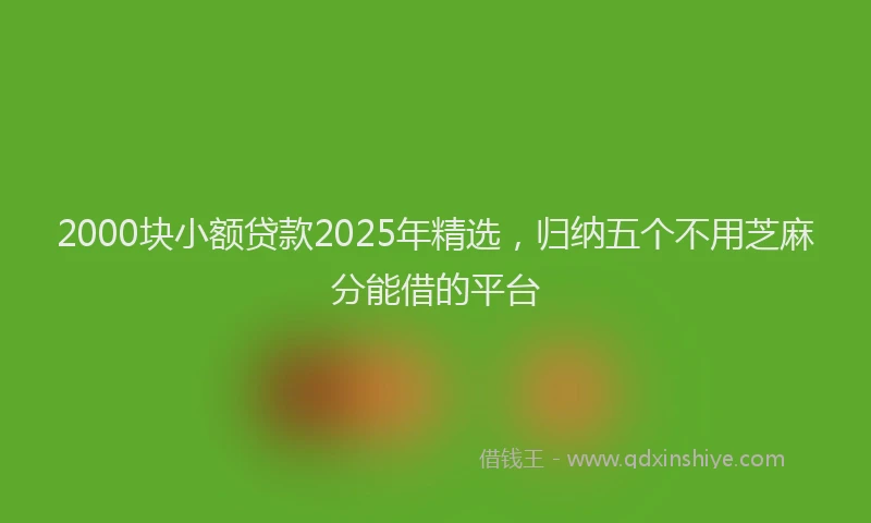 2000块小额贷款2025年精选，归纳五个不用芝麻分能借的平台