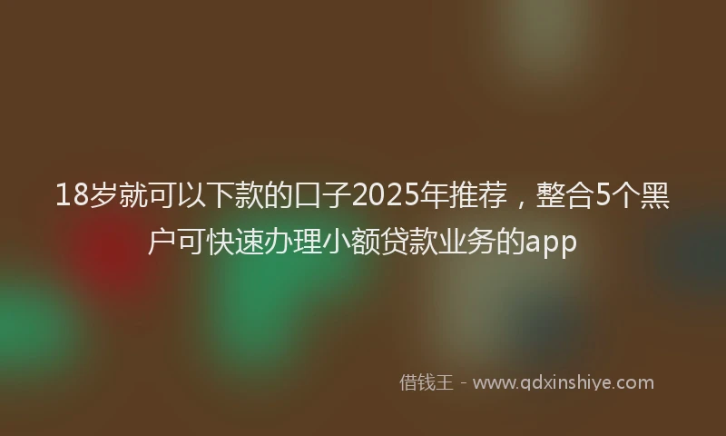 18岁就可以下款的口子2025年推荐，整合5个黑户可快速办理小额贷款业务的app