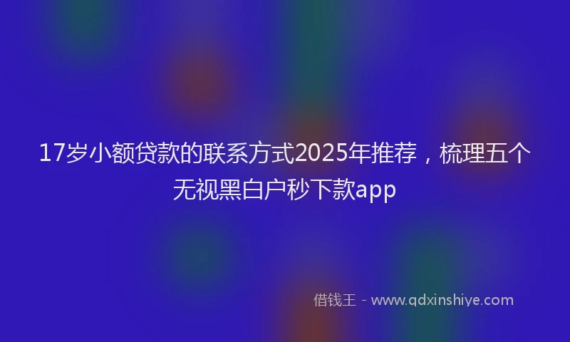17岁小额贷款的联系方式2025年推荐，梳理五个无视黑白户秒下款app
