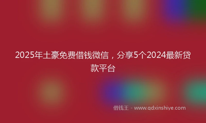 2025年土豪免费借钱微信，分享5个2024最新贷款平台