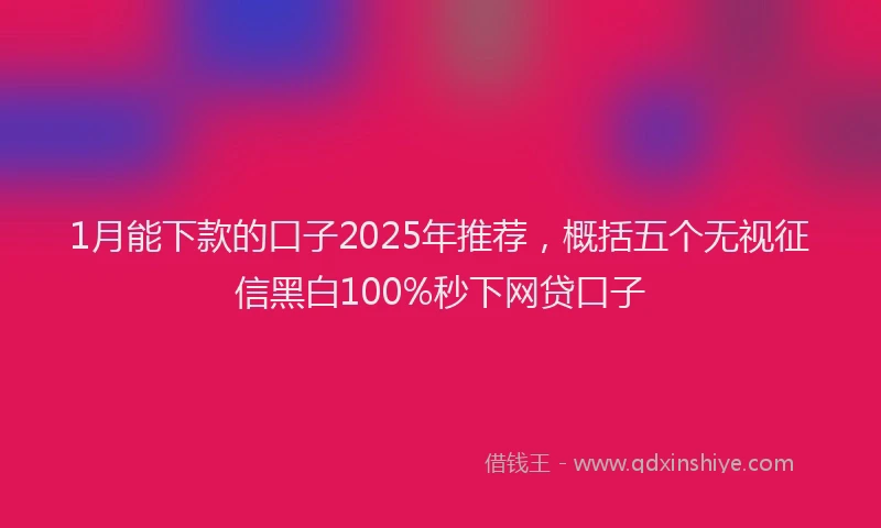 1月能下款的口子2025年推荐，概括五个无视征信黑白100%秒下网贷口子