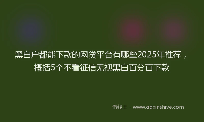 黑白户都能下款的网贷平台有哪些2025年推荐，概括5个不看征信无视黑白百分百下款