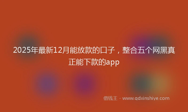 2025年最新12月能放款的口子，整合五个网黑真正能下款的app
