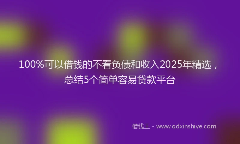 100%可以借钱的不看负债和收入2025年精选，总结5个简单容易贷款平台