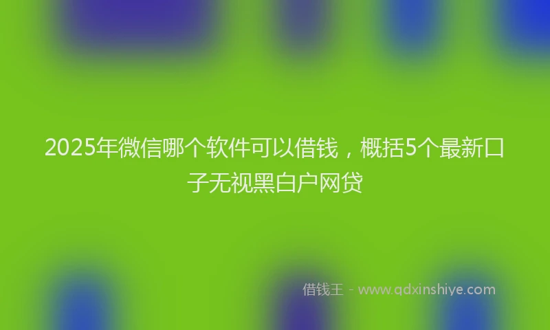 2025年微信哪个软件可以借钱，概括5个最新口子无视黑白户网贷
