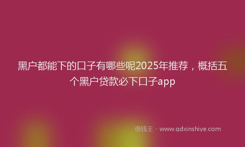 黑户都能下的口子有哪些呢2025年推荐，概括五个黑户贷款必下口子app