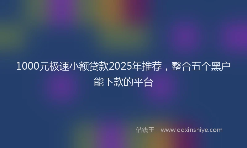 1000元极速小额贷款2025年推荐，整合五个黑户能下款的平台