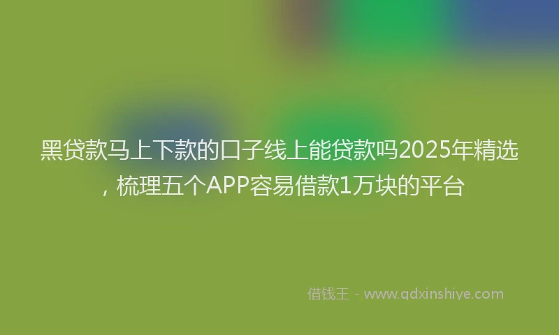 黑贷款马上下款的口子线上能贷款吗2025年精选，梳理五个APP容易借款1万块的平台
