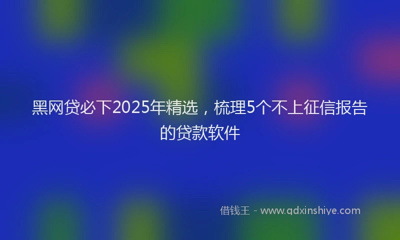 黑网贷必下2025年精选，梳理5个不上征信报告的贷款软件