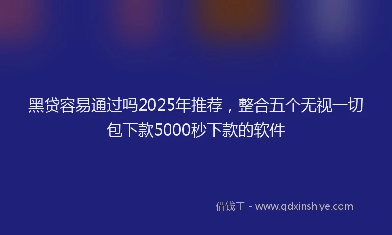 黑贷容易通过吗2025年推荐，整合五个无视一切包下款5000秒下款的软件