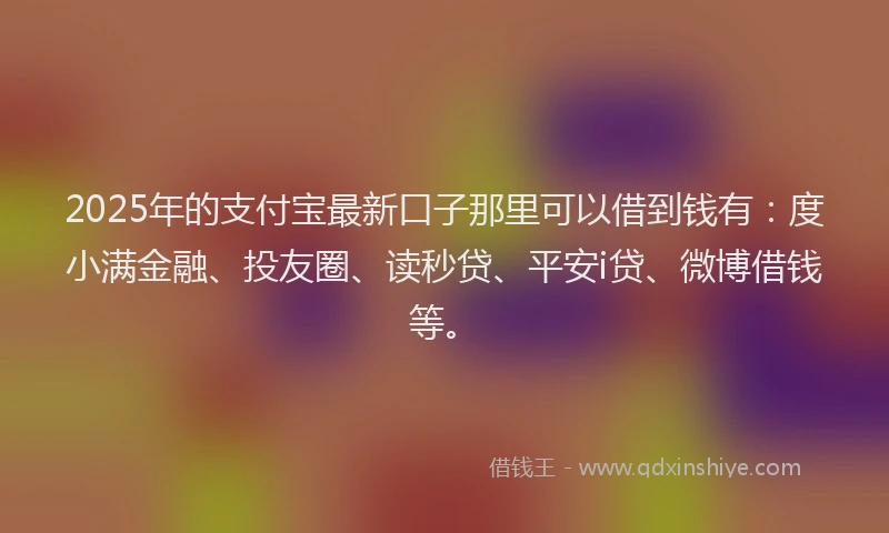 2025年的支付宝最新口子那里可以借到钱有：度小满金融、投友圈、读秒贷、平安i贷、微博借钱等。