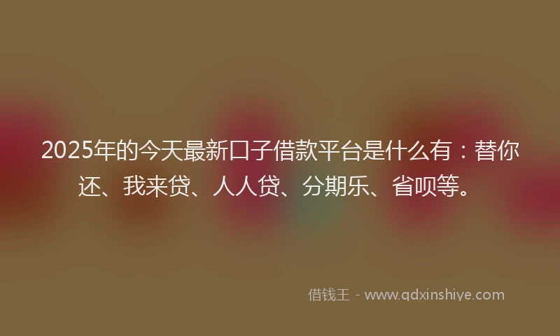 2025年的今天最新口子借款平台是什么有：替你还、我来贷、人人贷、分期乐、省呗等。