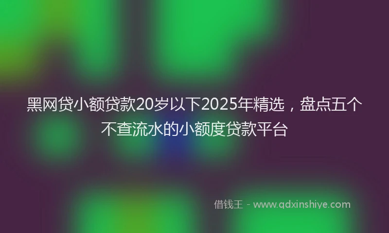 黑网贷小额贷款20岁以下2025年精选，盘点五个不查流水的小额度贷款平台