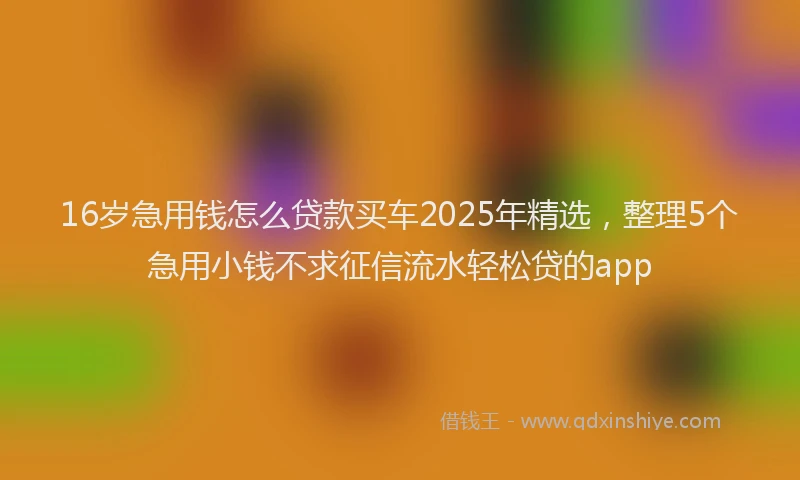 16岁急用钱怎么贷款买车2025年精选，整理5个急用小钱不求征信流水轻松贷的app