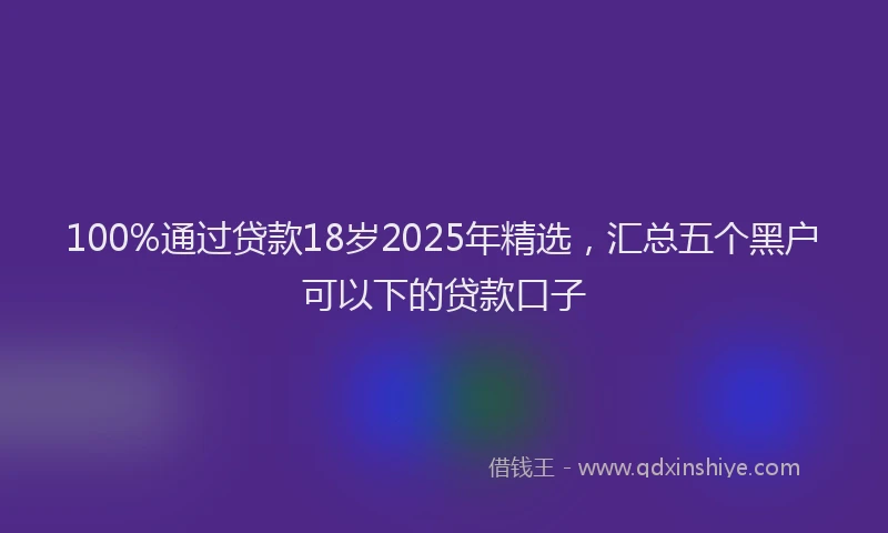 100%通过贷款18岁2025年精选，汇总五个黑户可以下的贷款口子