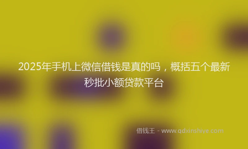 2025年手机上微信借钱是真的吗，概括五个最新秒批小额贷款平台